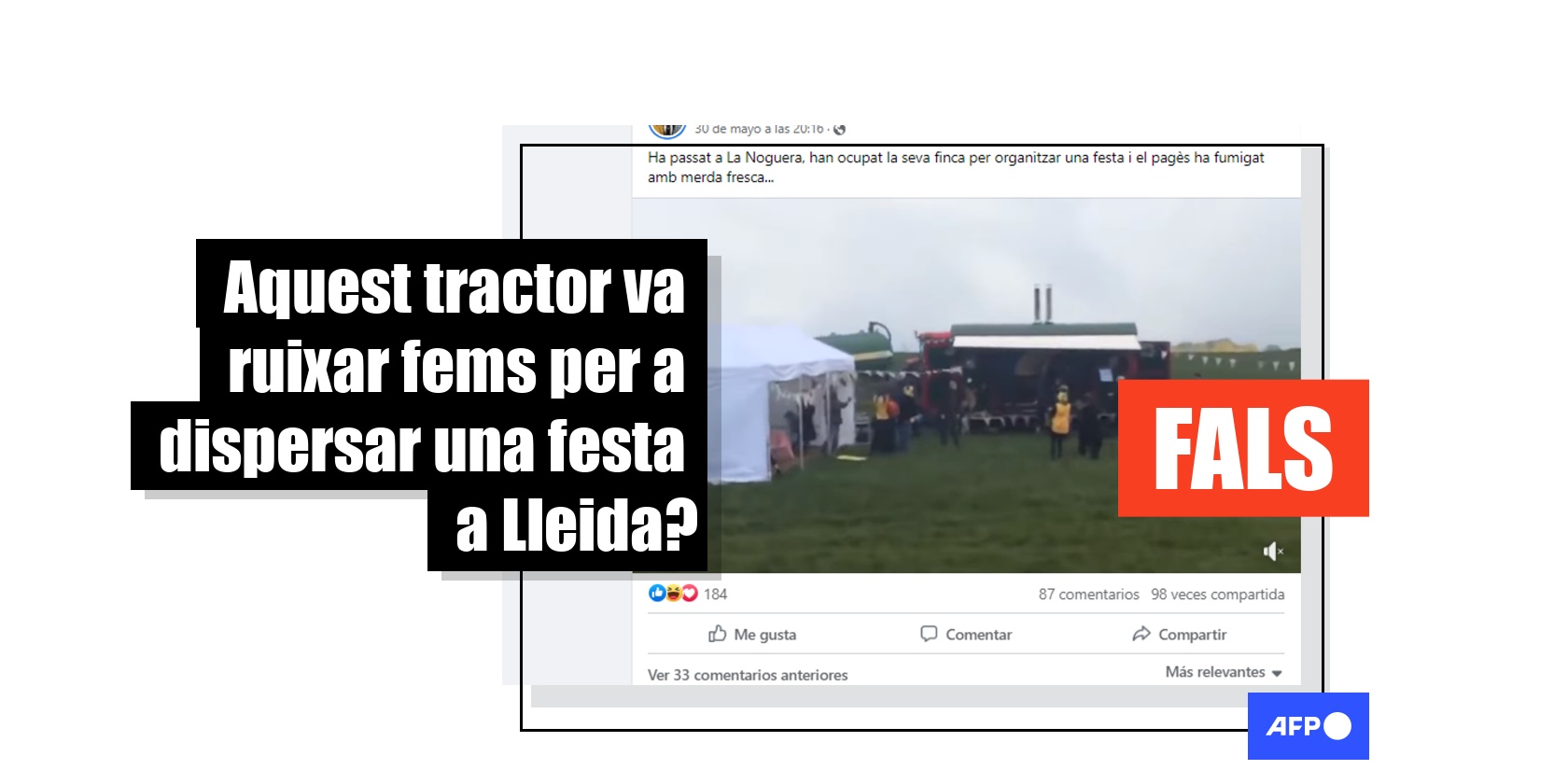 El vídeo dun tractor que llança fems contra uns manifestants es va